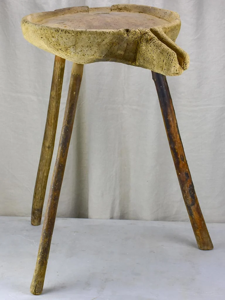 Rustic French cheese draining table with three legs