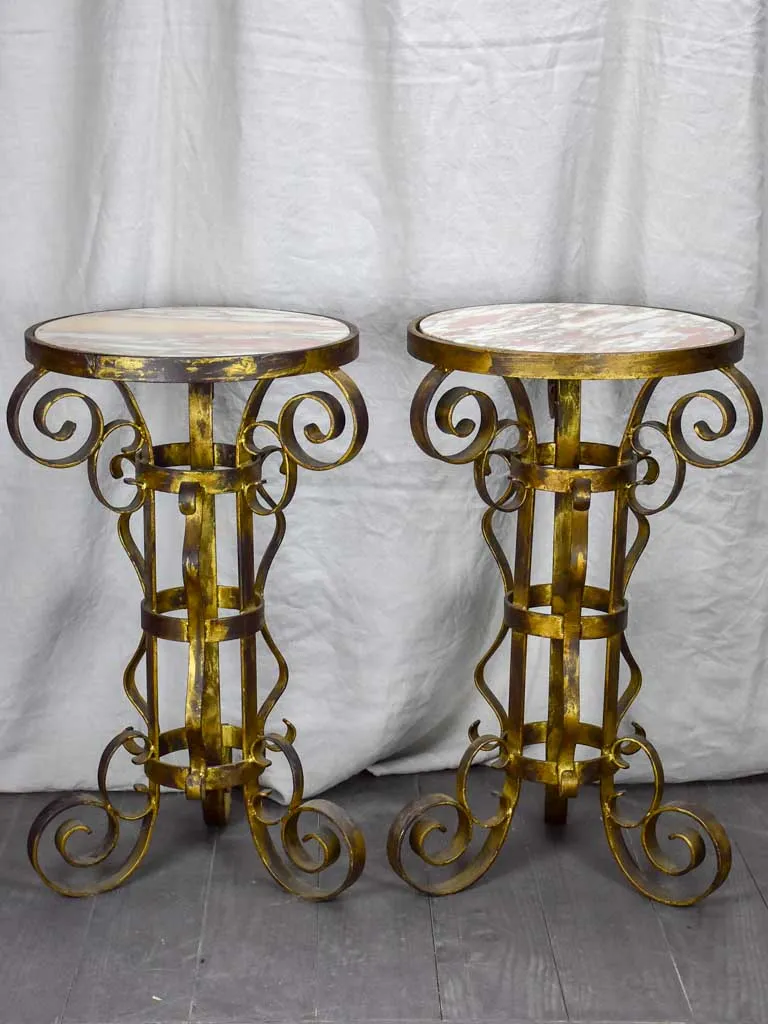 Pair of mid century marble Spanish side tables