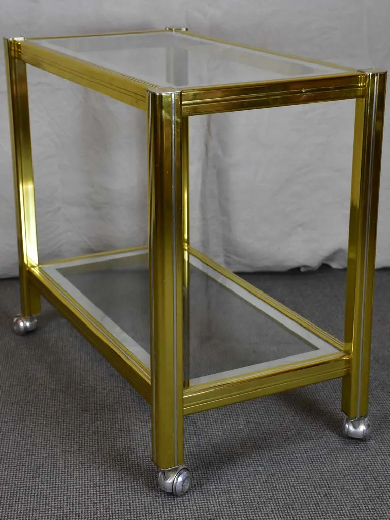 Tall mid century side console table on wheels