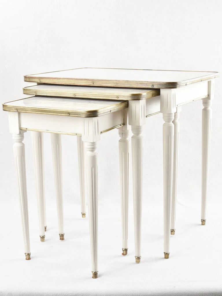 3 x Louis XVI style nesting tables w/ marble