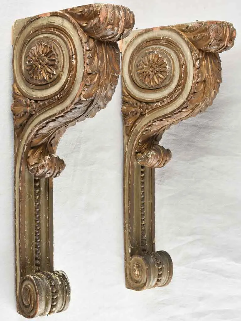 Pair of large 18th century Louis XVI console brackets - 29½"