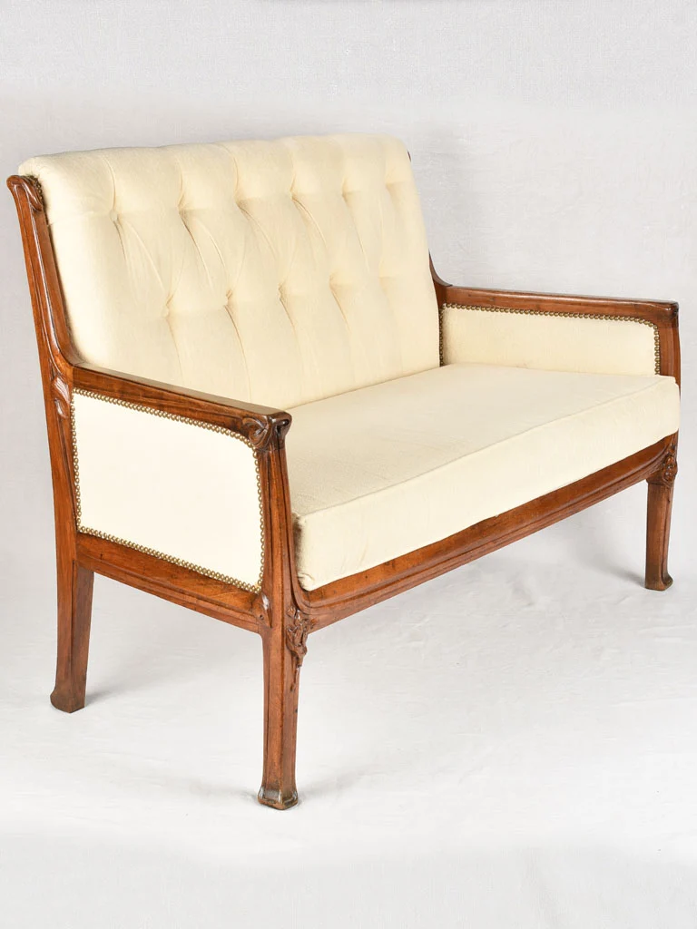 Art Nouveau sofa with beige upholstery 55"