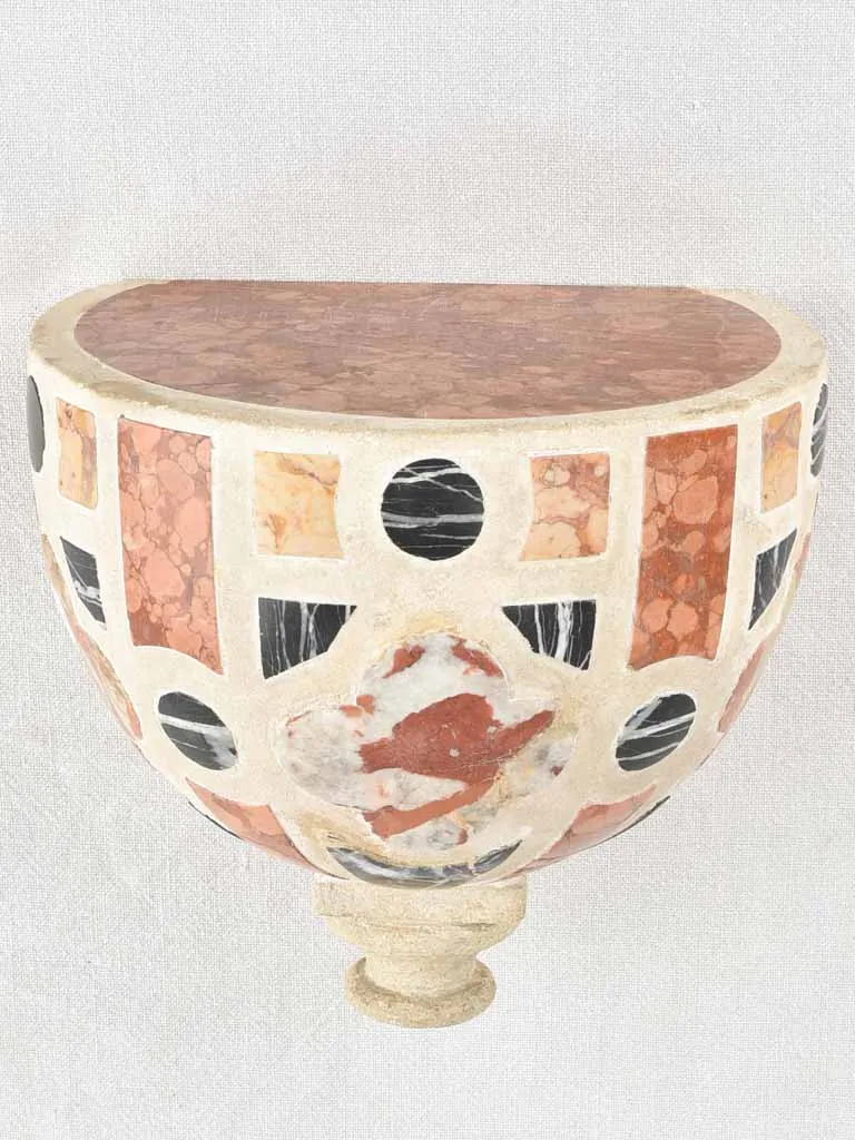 Italian marble mosaic wall bracket console - 1970s - 9"
