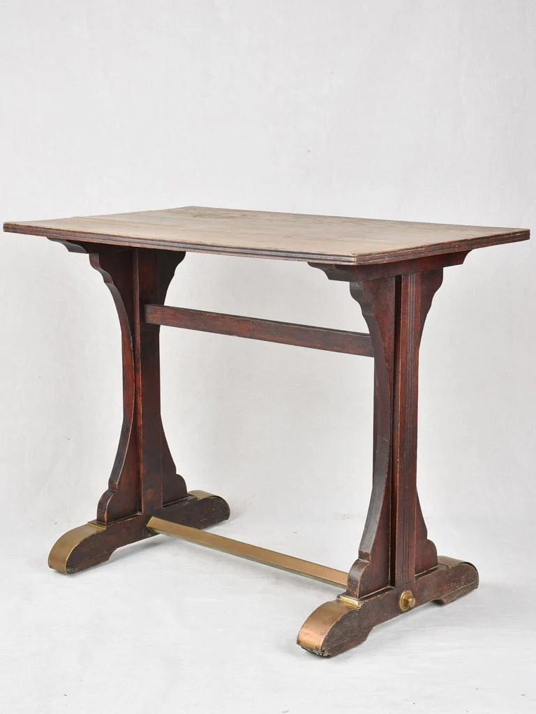 Rectangular bistro table, oak and brass 21¼ x 35½""
