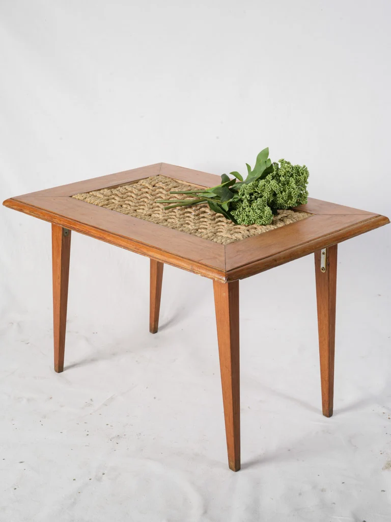 Mid-20th Century Audoux-Minet Coffee Table W/ Woven Rope Top - 20¾"