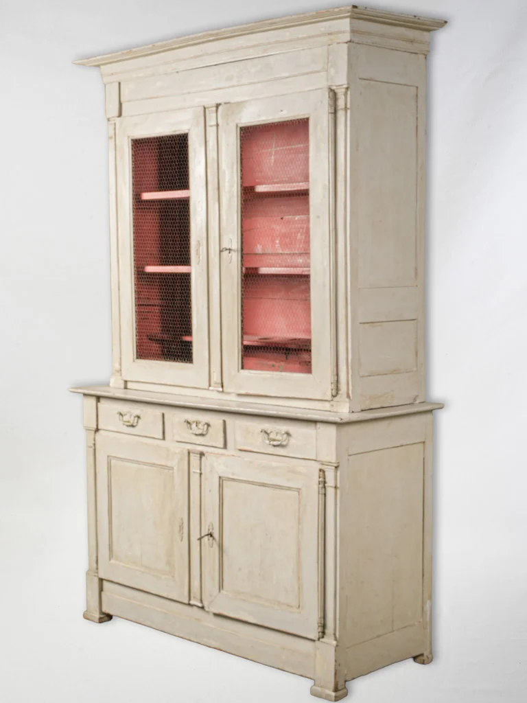 French Antique Oak Hutch W/ Wire Mesh Doors - 95" x 61½" x 25¼"