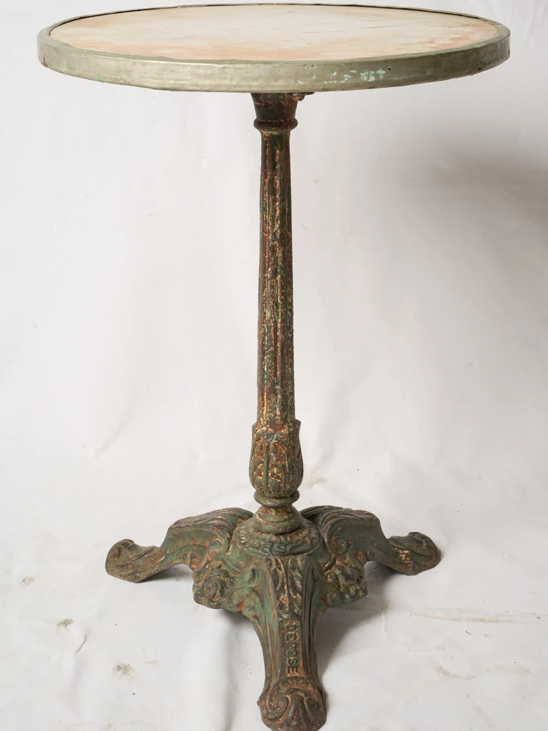 Early 20th-Century Cast Iron Bistro Table W/ Carrara Marble Top - 28¼"