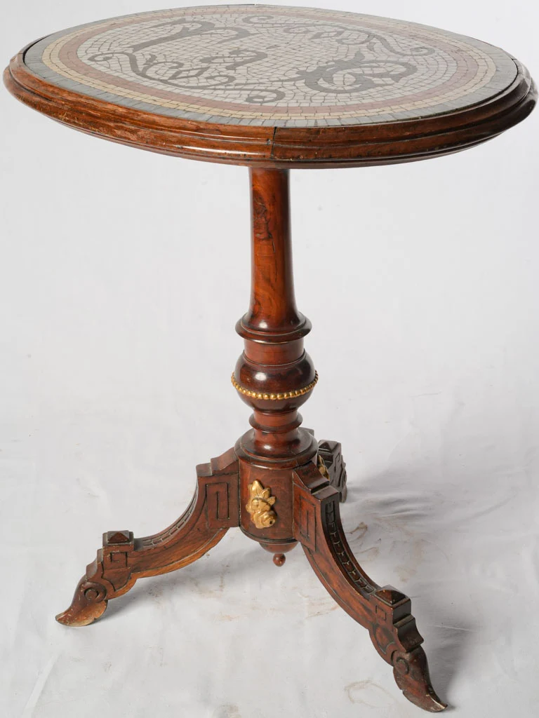 Early 20th-Century Louis-Napoleon III Mahogany And Marble Mosaic Guéridon