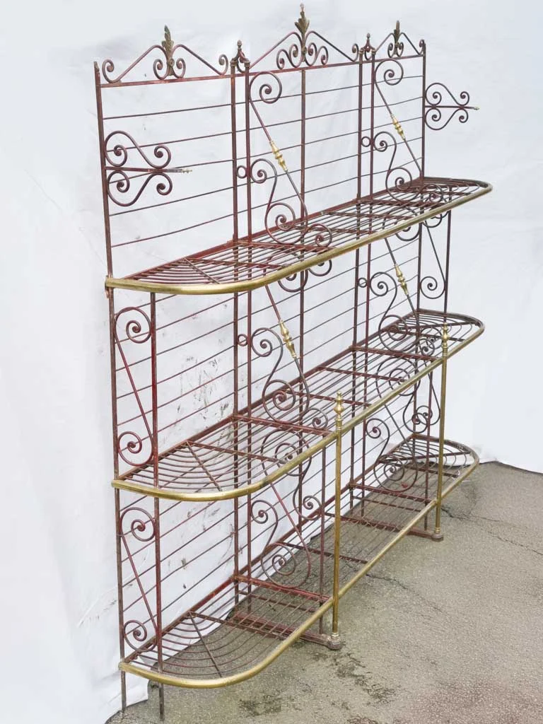 Antique French Wrought Iron and Brass Boulangerie Shelf- Late 19th Century - 96½"