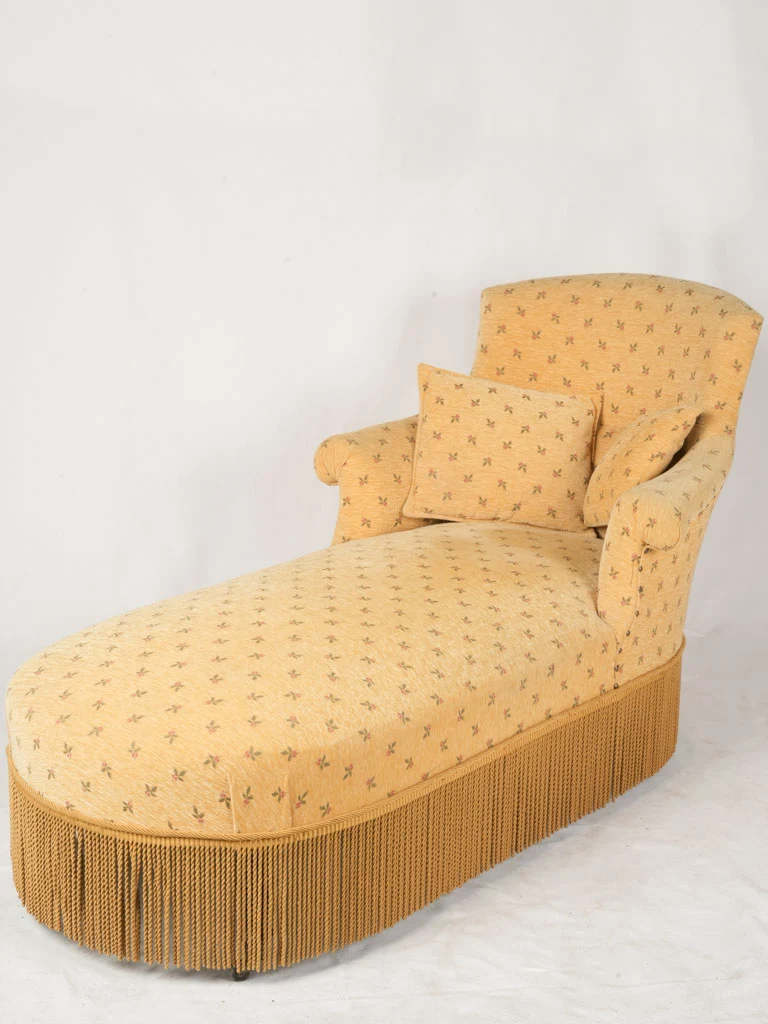 Inviting 19th-Century Méridienne Sofa w/ Provençal Upholstery