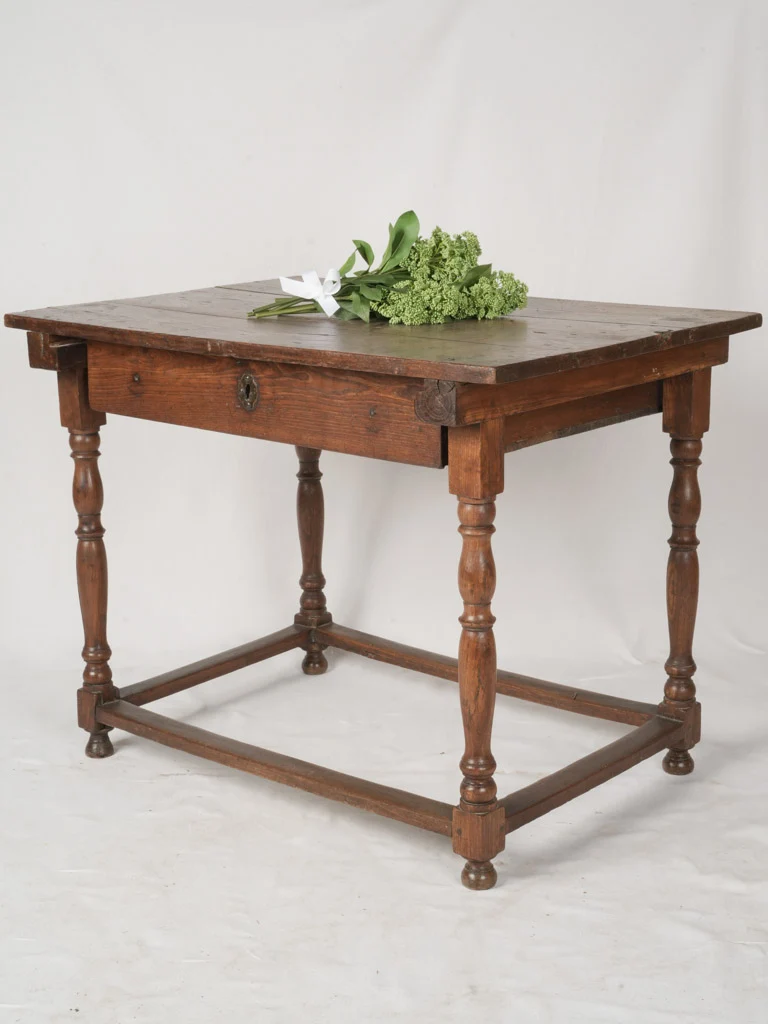 Early 19th-Century French Oak Table w/ Turned Legs - 38¼" x 26¾"