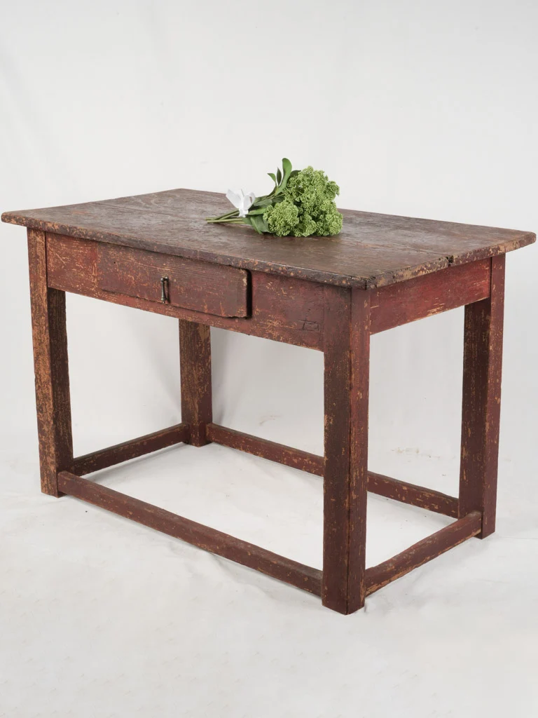 Early 20th-Century French Fir Table w/ Oxblood Red Finish - 49½"