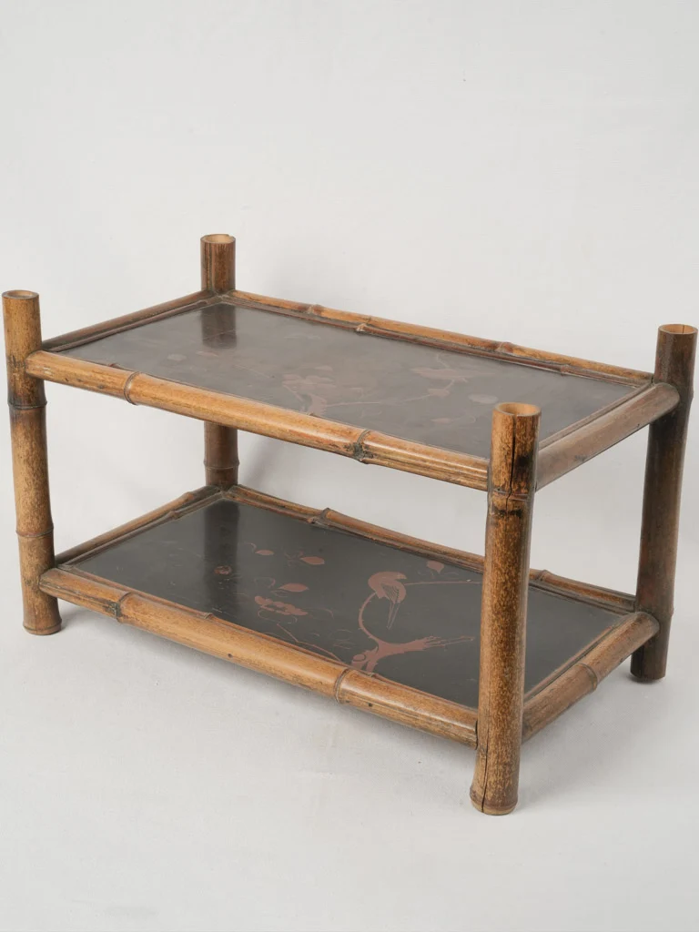 Petite Japanese Bamboo and Lacquer Two-Tier Side Table Circa 1900 - 23¼" x 13"