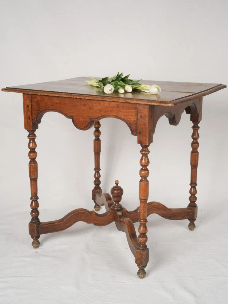 Elegant 19th-Century Neo-Gothic Walnut Side Table - 28¾" x 22¾"
