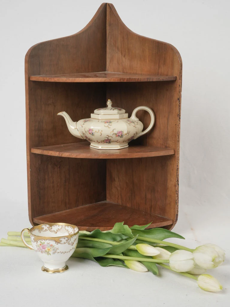 Mid-Century Petite Walnut Corner Shelf - 19"