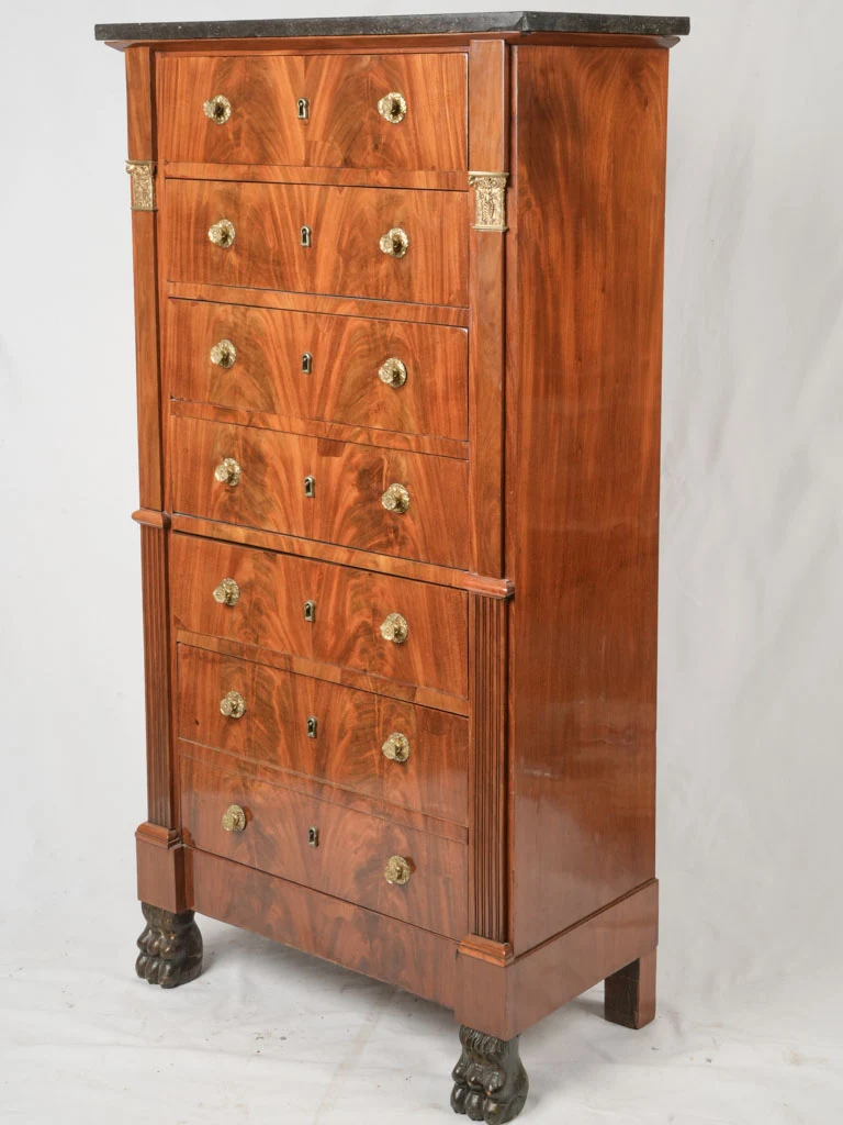 Late 19th-Century Flemish Mahogany Semainier Linen Cabinet 59" x 32"