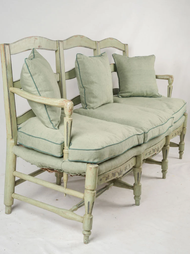 Late 18th-Century Provençal Three-Seater Radassier w/ Original Olive Green Paint - 67"