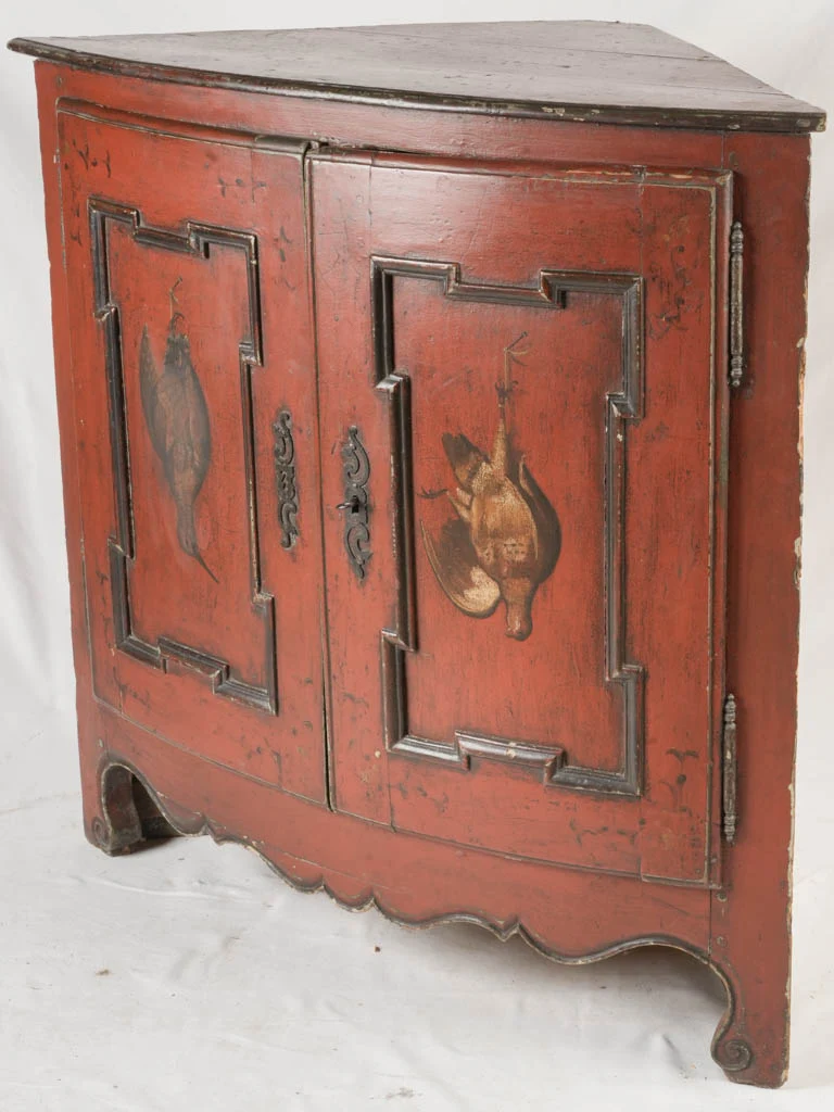 18th-Century French Painted Corner Cabinet w/ Hunting Trophies - 43¾"