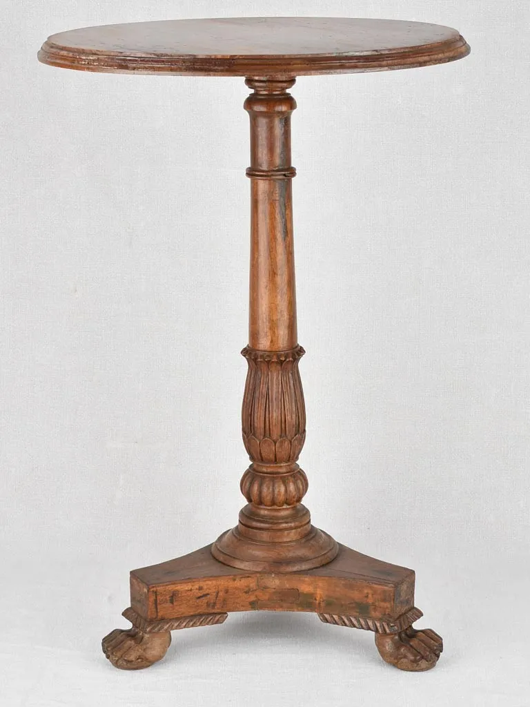 19th century French round side table with lion's paw feet