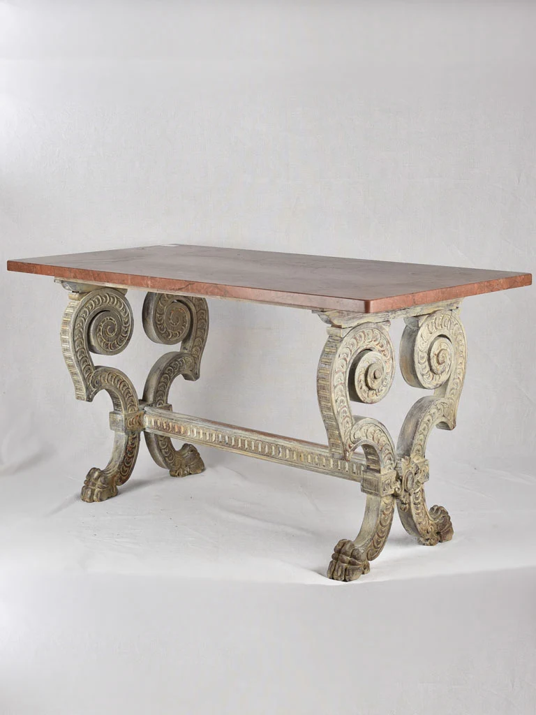 Renaissance-style red marble table, 26¾" x 54¼"