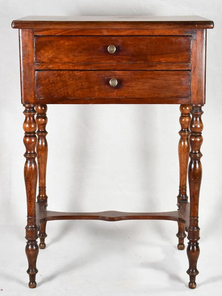 19th-century Louis Philippe walnut side table with two drawers 30¼"