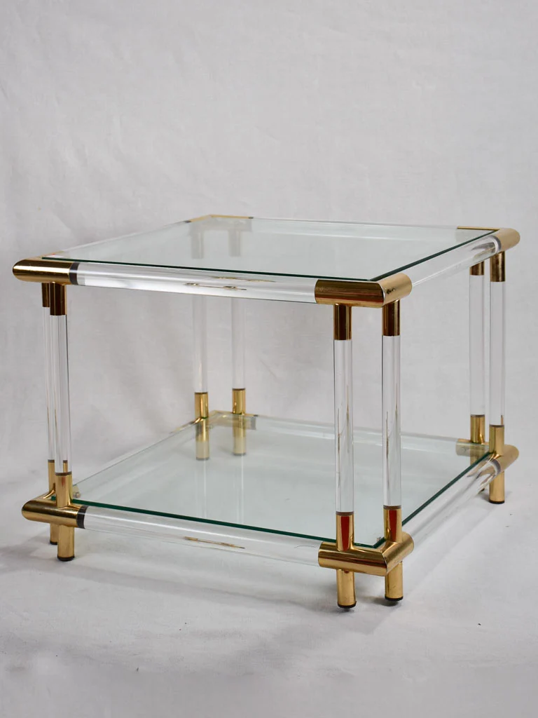 1970s square glass coffee table 18"