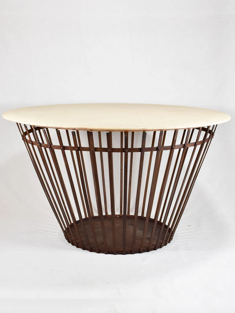 Large center table - faux stone on wrought iron salvaged basket 47¼"