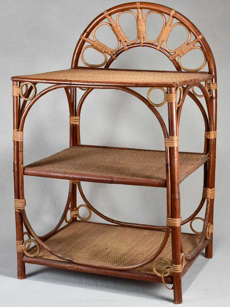 1960's rattan open shelf