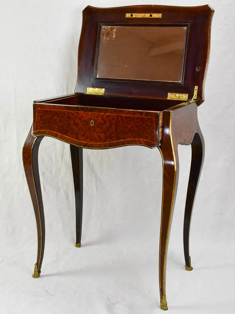 Napoleon III marquetry coiffeuse vanity table with mirror