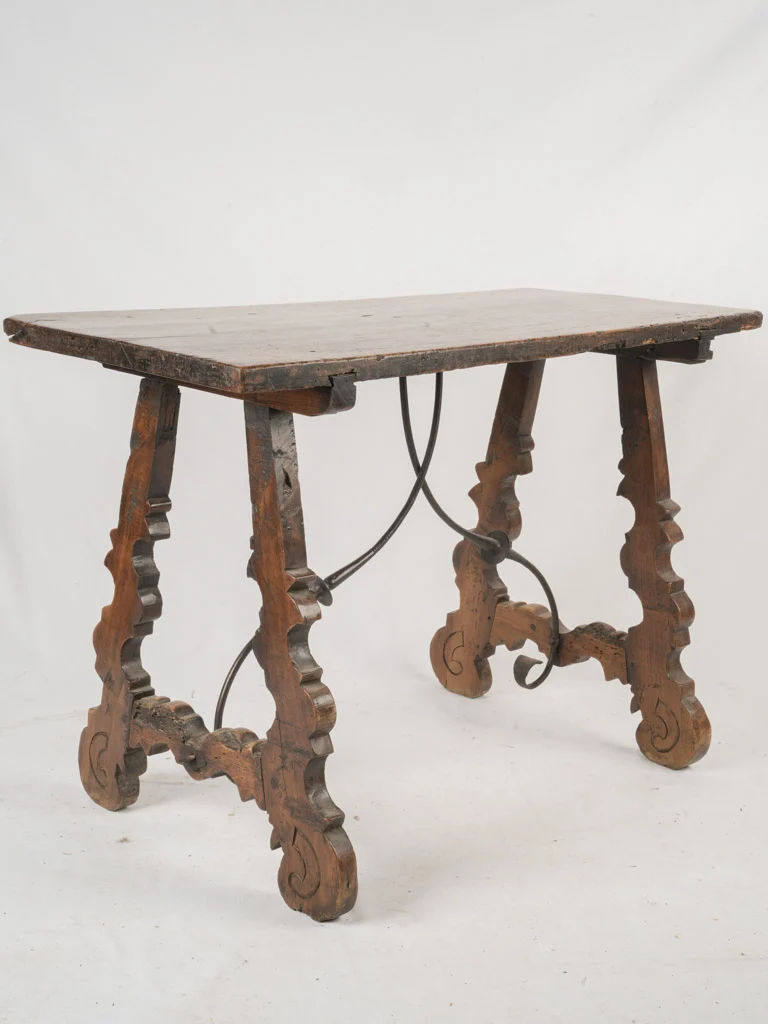 17th-Century Italian Walnut Table with Lyre-Shaped Base
