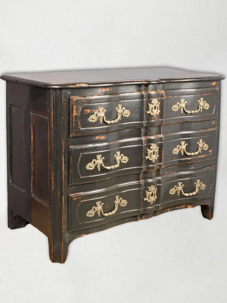 Transitional Louis XIV - Louis XV Serpentine Commode w/ Black Patina - 38¼" x 52¾"