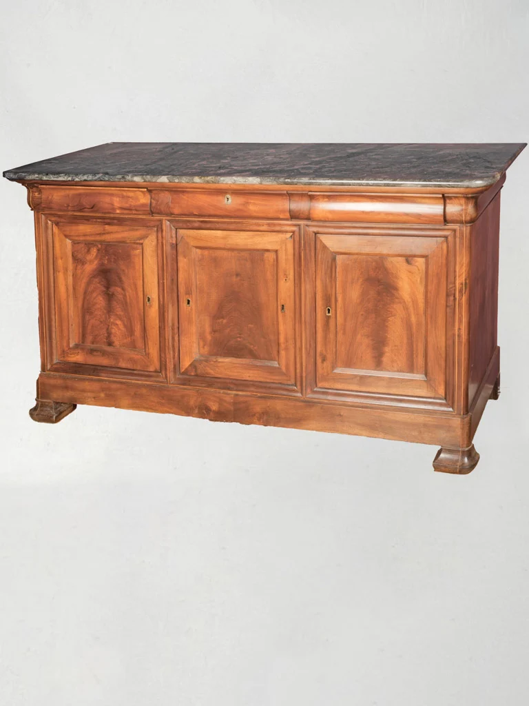 19th-Century Charles X Walnut Sideboard w/ Marble Top - 75¼"