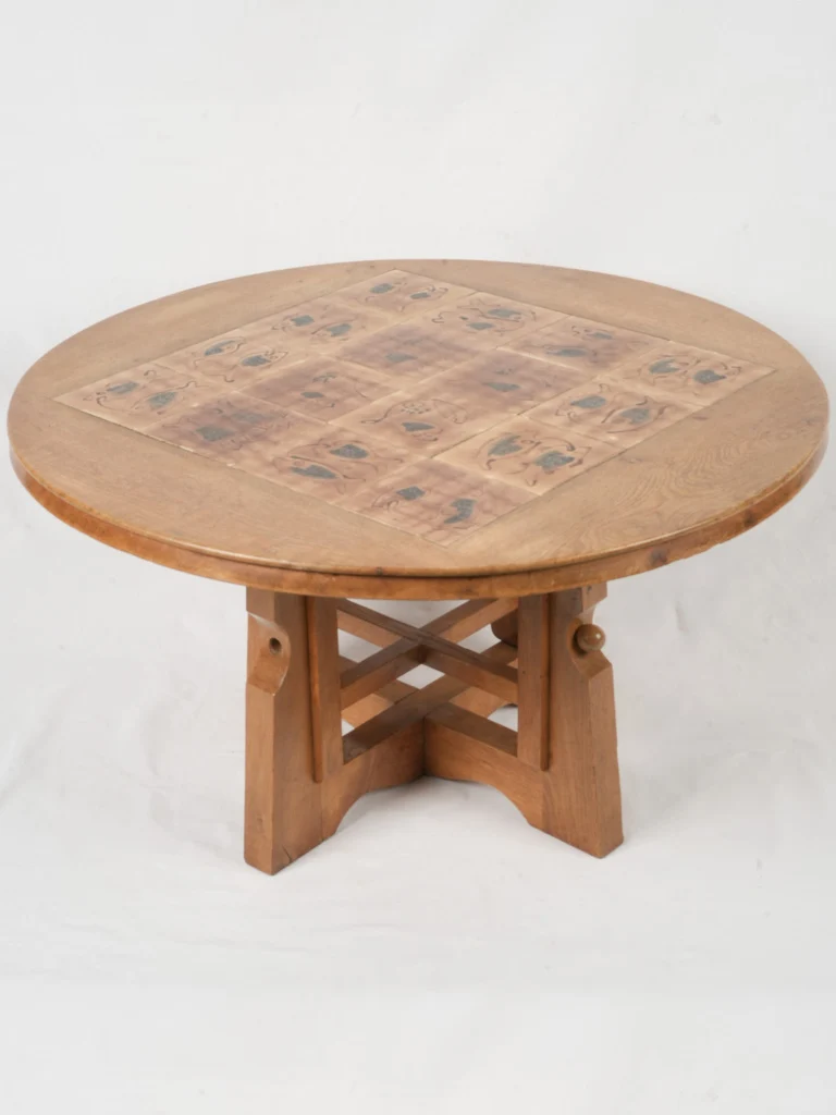 1960s Guillerme et Chambron "Ladislas" Oak Table with Ceramic Tiles - 37½"