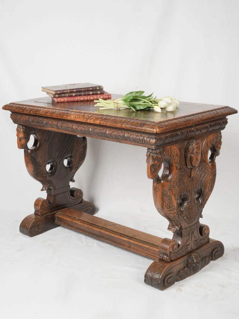 Renaissance Style 19th-Century French Walnut Console Table - 43¾" x 25¼"