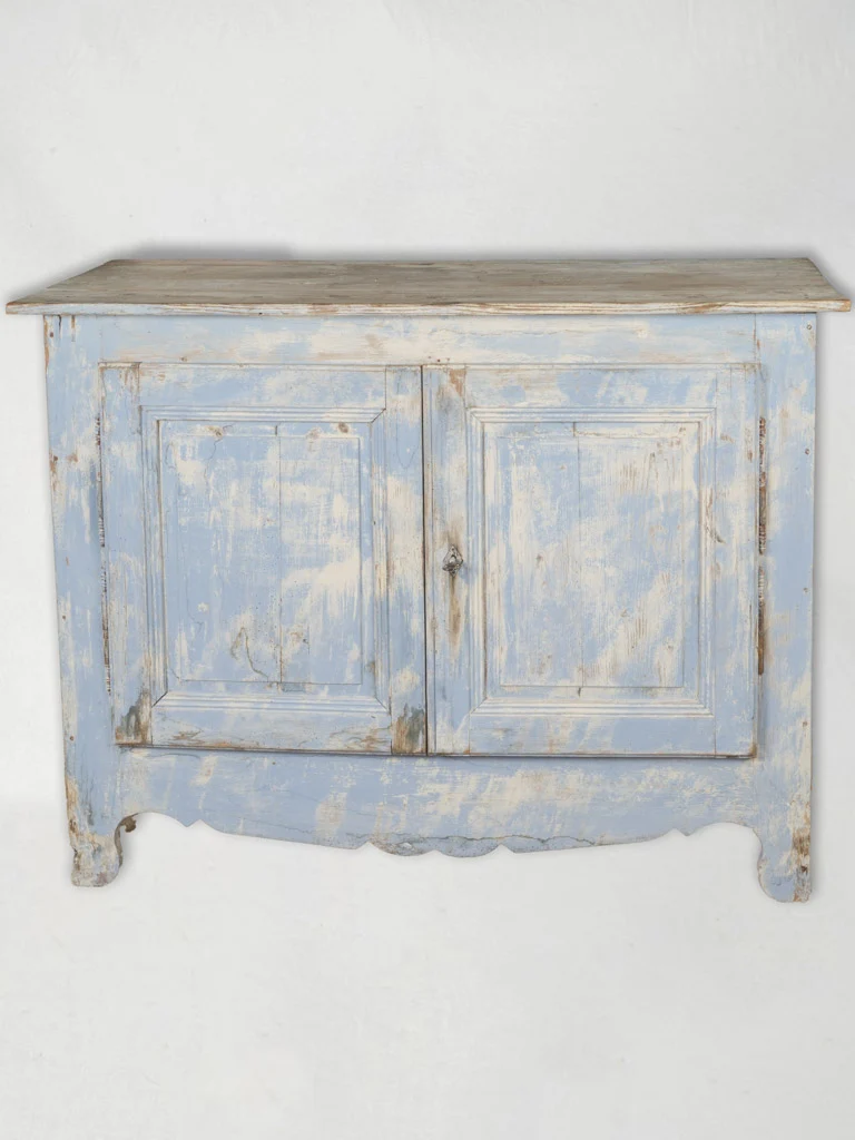 Early 20th-Century French Rustic Blue Pine Wood Buffet