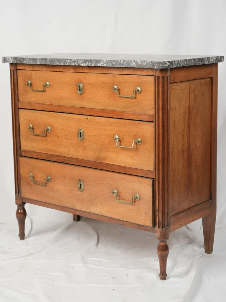 Petite Antique French Gray Marble-Top Commode - 31½"