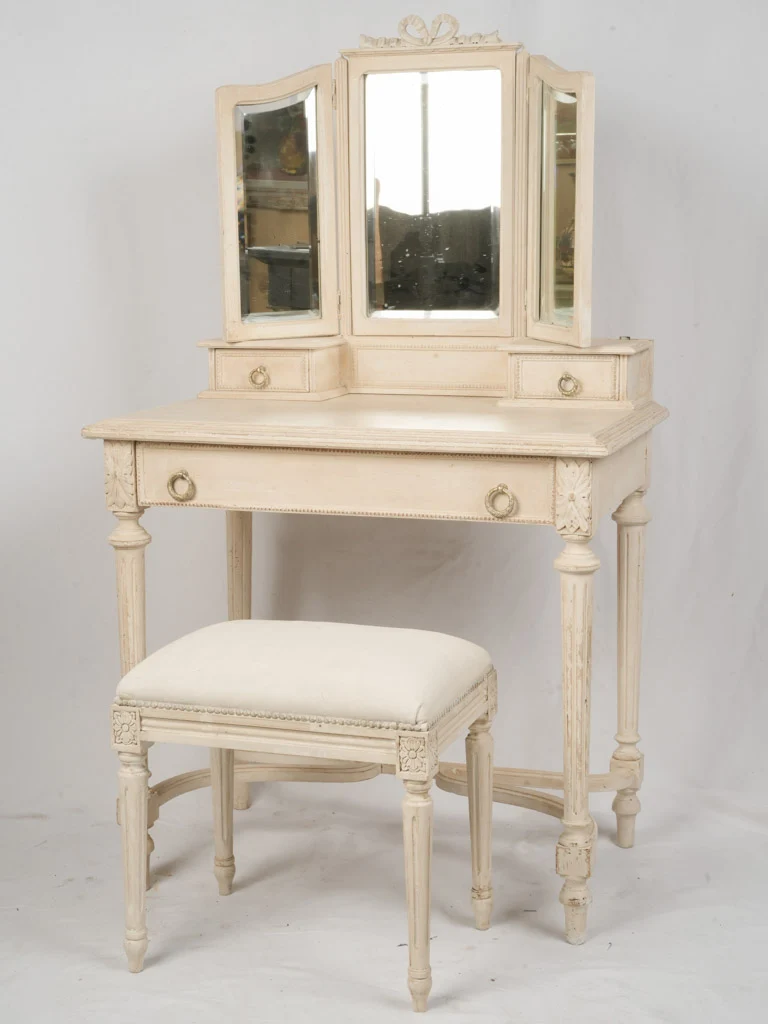 Early 20th-Century Louis XVI Style Vanity w/ Matching Stool