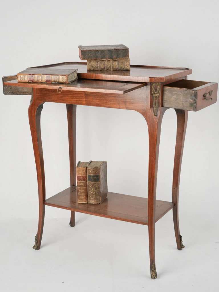 Napoleon III Period Walnut Side Table w/ Sliding Extension -28"
