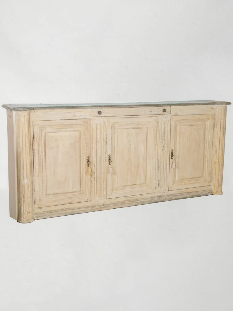 Large antique French Louis XVI Style Sideboard w/ Beige patina - 102¼"