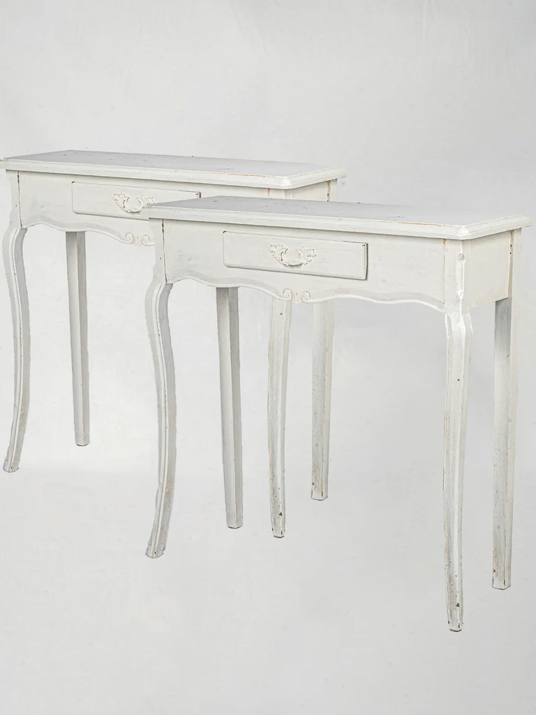 Pair of Louis XV Style White Painted Consoles
