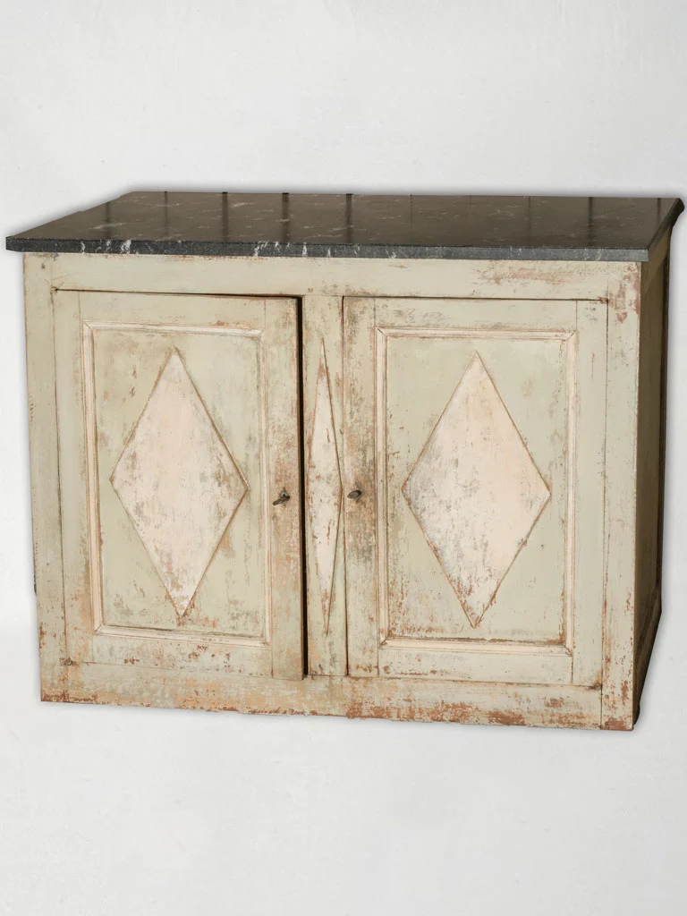 Directoire Period Buffet with Marble Top and Diamond-Carved Doors