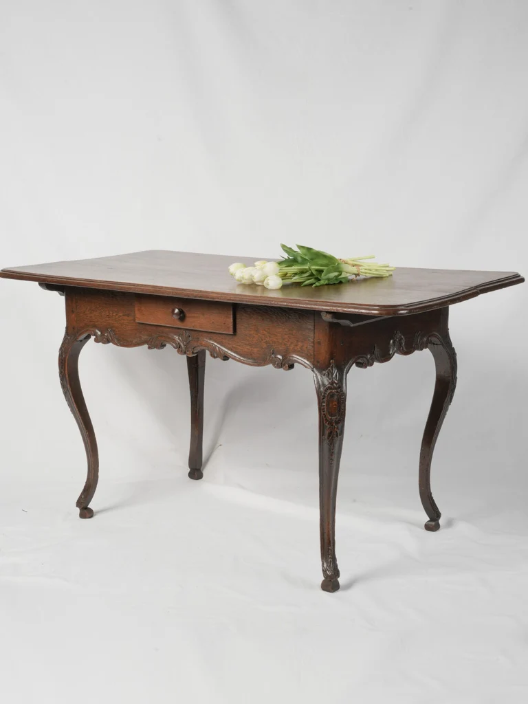 18th-Century Swiss Oak "Table de Service" w/ Cloven Feet and Out-Turned Cabriole Legs 52¾" x 27½"