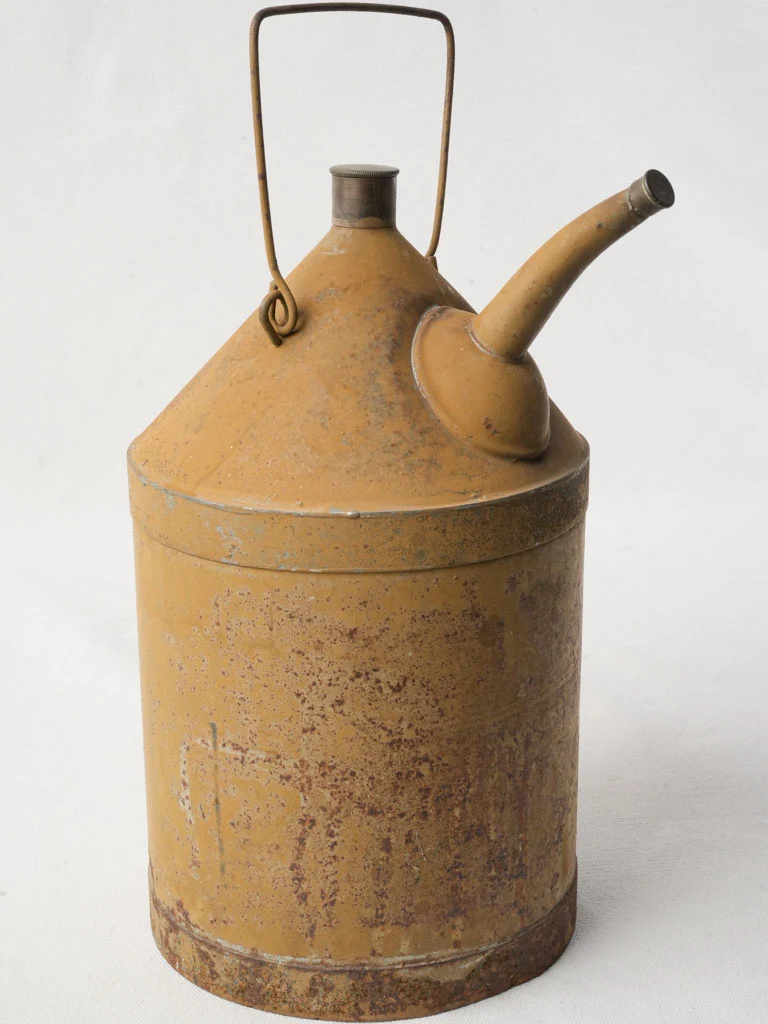 Early 20th Century French Industrial Oil Can in Ochre Paint - 12½"