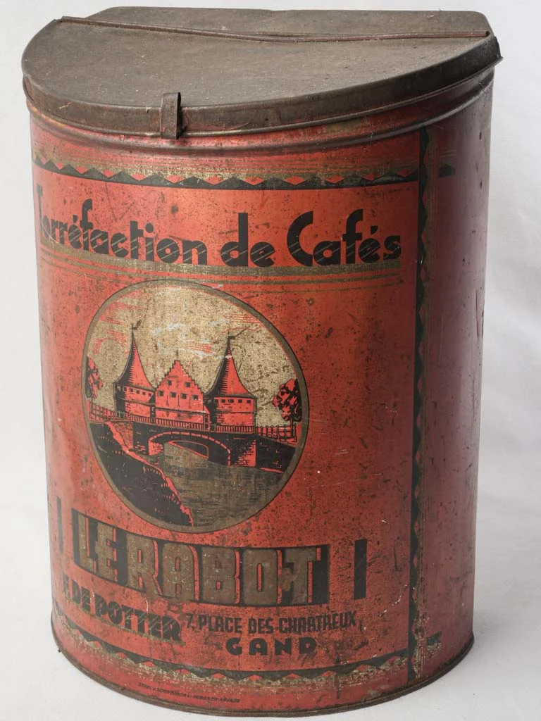 Large Belgian Painted Tin Coffee Shop Container Circa 1920 - 19¼"