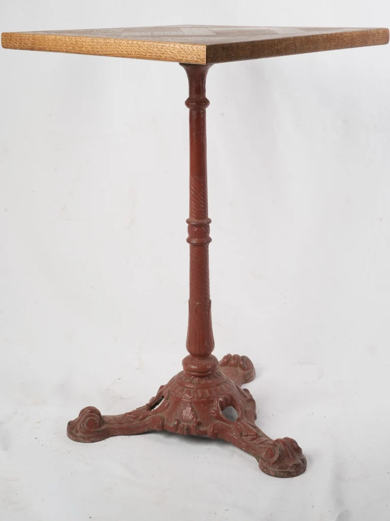 Petite Mid-20th-Century French Oak and Cast-Iron Side Table - 28¾" x 18"