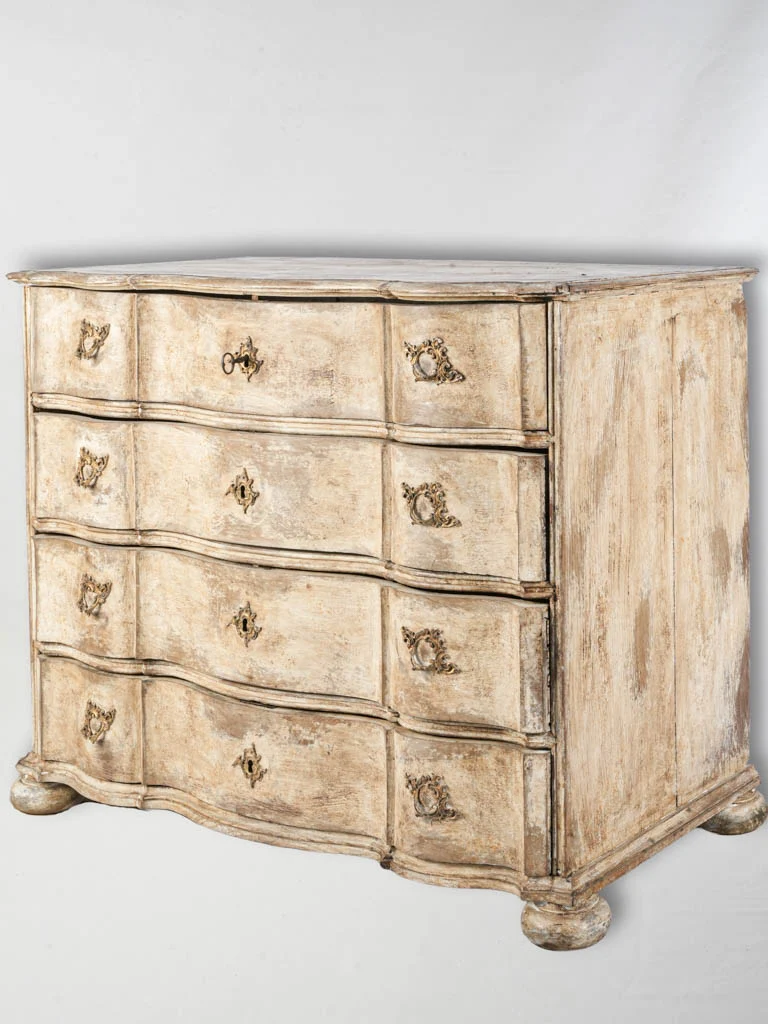 Large Dutch 18th-Century Serpentine Commode in Oak w/ Layered Paint Finish - 37½"x 46"