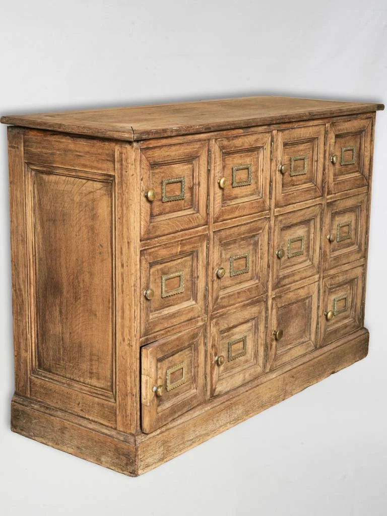 French Oak Notary's Cabinet w/ 12 Doors and Bronze Label Holders c. 1920 - 31"
