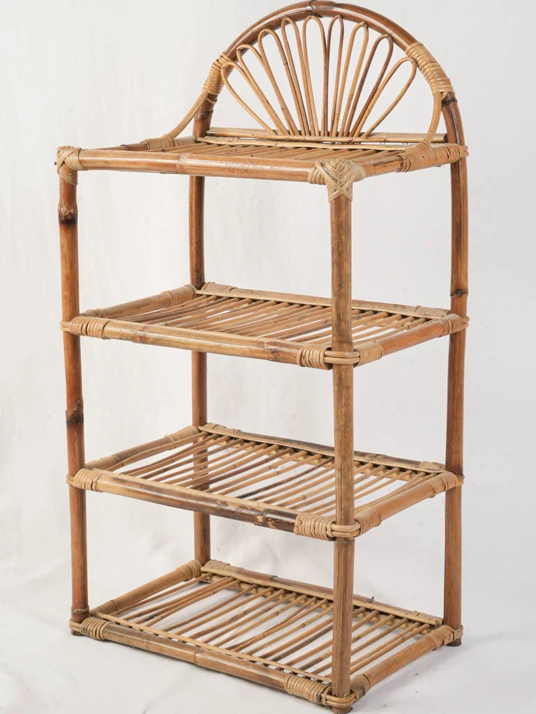 Petite French Mid-Century Bamboo Shelf - 37"