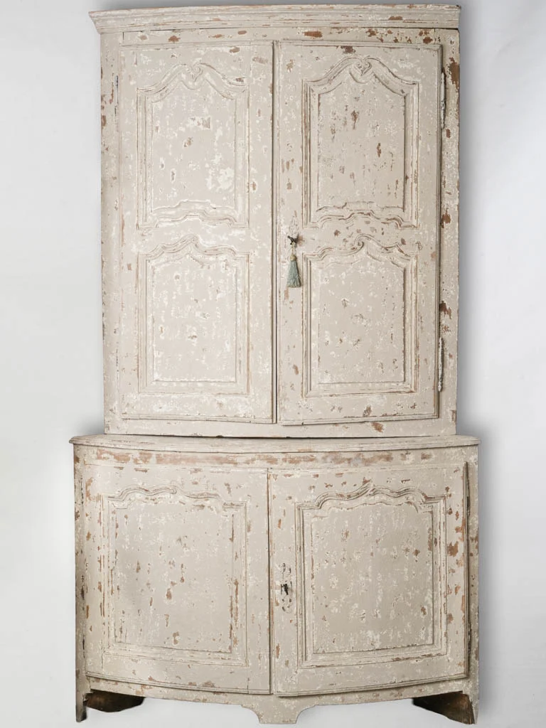 Late 19th-Century French Painted Corner Cupboard - 96¾" x 56"