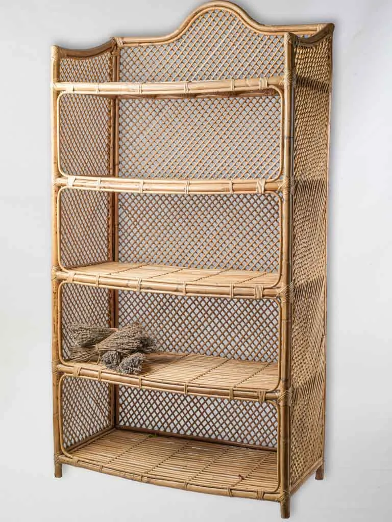 1960s French Bamboo and Rattan Étagère - 82"